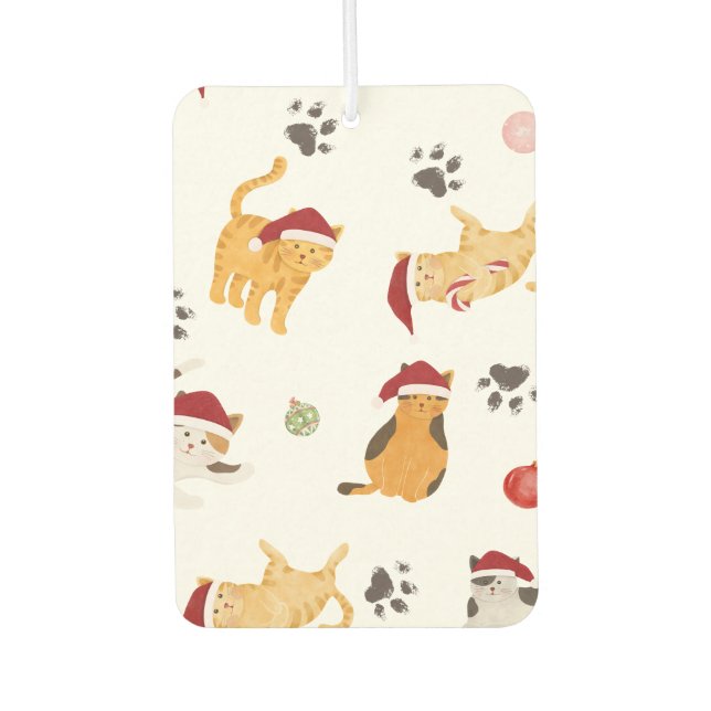 Cute Holiday Cat Pattern Car Air Freshener (Front)