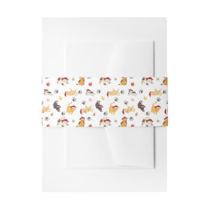 Cute Holiday Cat Pattern Invitation Belly Band