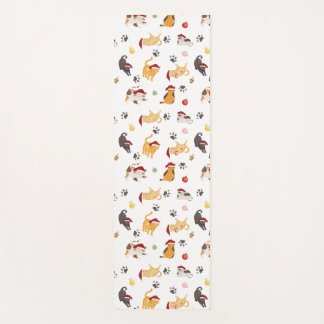 Cute Holiday Cat Pattern Yoga Mat