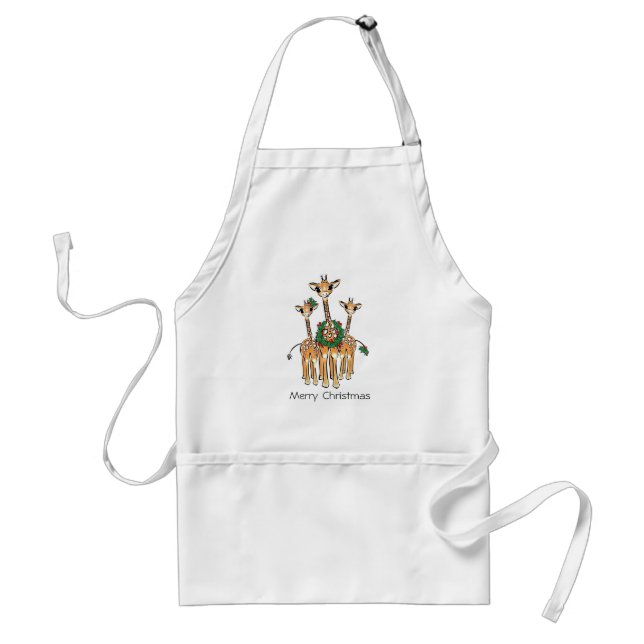Cute Holiday Christmas Giraffes Standard Apron (Front)