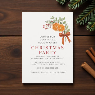Cute Holiday Christmas Party Botanical Invitation
