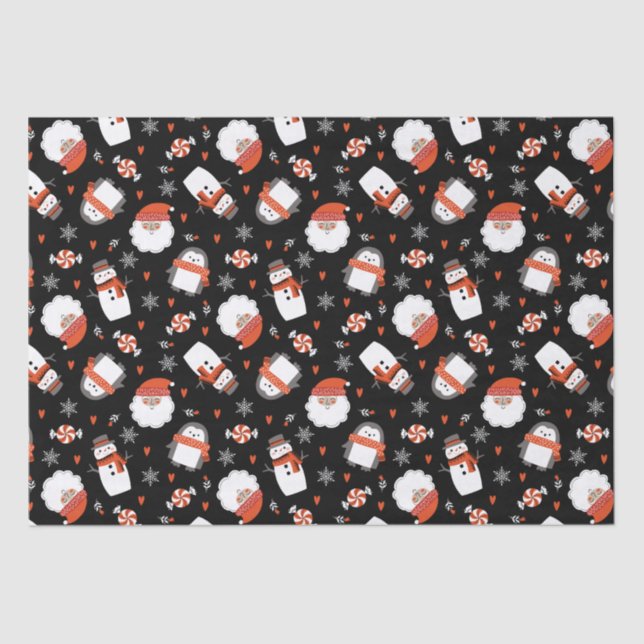 Cute Holiday Christmas Pattern Tissue Paper (Front)