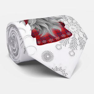 Cute Holiday Christmas Plaid Gnome Tie