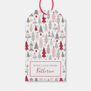 Cute Holiday Christmas Tree Pattern Gift Tags