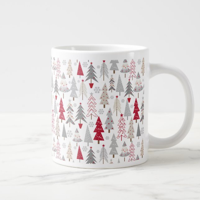Cute Holiday Christmas Tree Pattern Large Coffee Mug (Right)