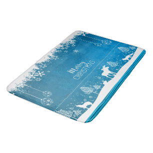 Cute Holiday Christmas Winter Snowflake Pattern Bath Mat