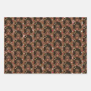 Cute Holiday Christmas Wrapping Paper Black Girl