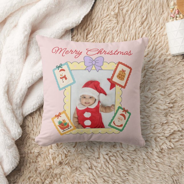 Cute Holiday Collage with Festive Pastel Frames Cushion (Blanket)