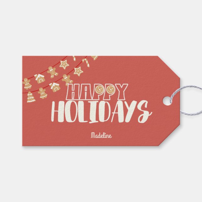 cute holiday cookie banner gift tags (Front (Horizontal))