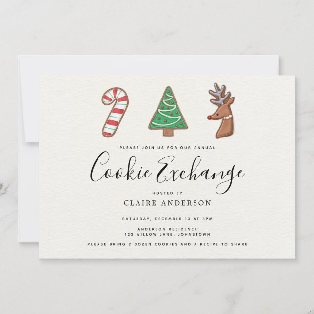 Cute Holiday Cookie Exchange Invitation (Front)