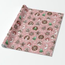 Cute Holiday Cookie Pattern Christmas Gift Wrap