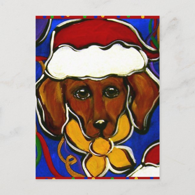 Cute Holiday Dachshund Postcard (Front)