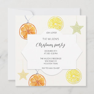 Cute Holiday Decoration Lemon And Oranges Invitation