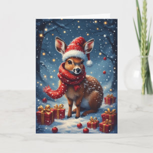 Cute Holiday DoeFolded Greeting Card