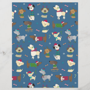 Cute Holiday Doggies Scrapbook Paper