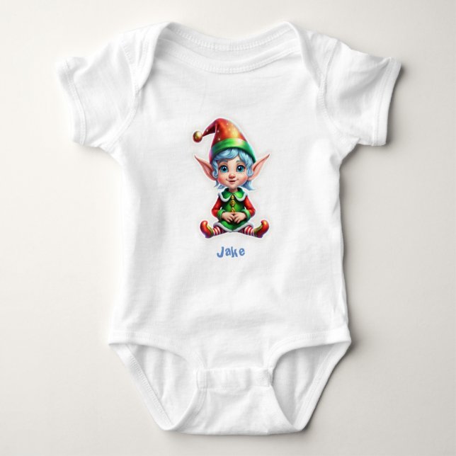 Cute Holiday Elf Baby Bodysuit (Front)
