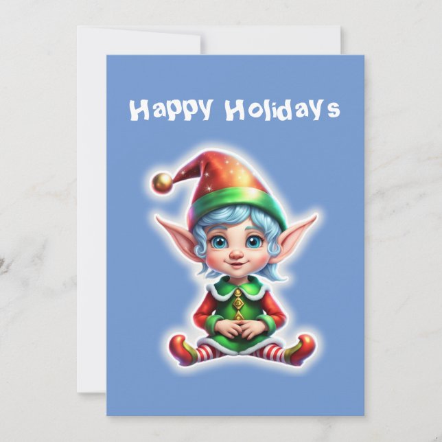 Cute Holiday Elf Card (Front)