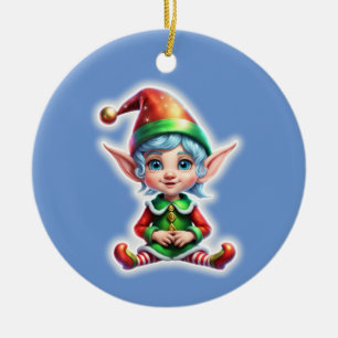 Cute Holiday Elf Ceramic Tree Decoration