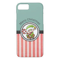Cute Holiday Elf with Candy Cane Merry Christmas