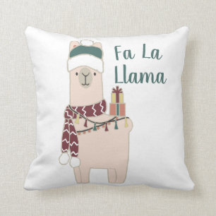 Cute Holiday Fa La Llama design Cushion