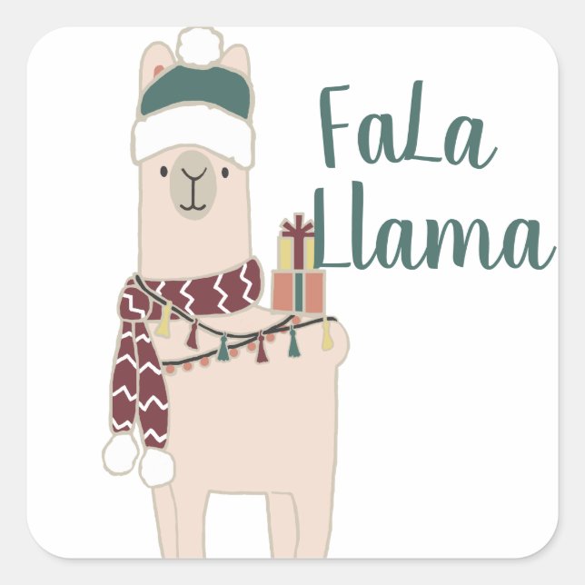 Cute Holiday Fa La Llama design Square Sticker (Front)