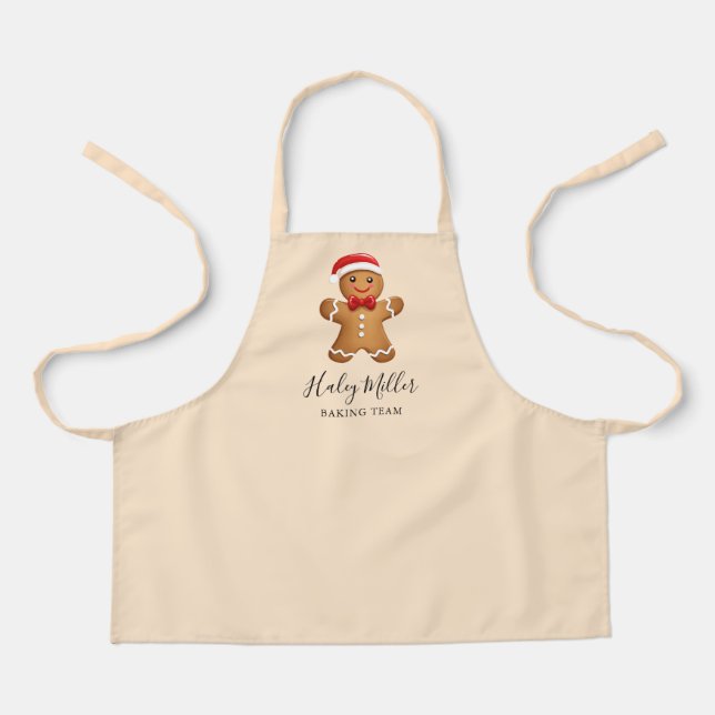 Cute Holiday Gingerbread Cookie Themed Apron (Front)