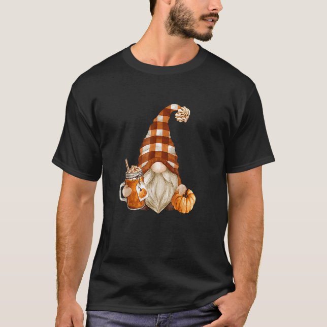 Cute Holiday Gnome For Thanksgiving With Fall Pump T-Shirt (Front)