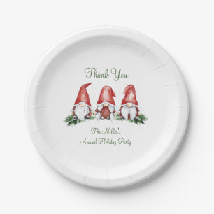 Cute Holiday Gnome, Thank You Round Sticker Paper Plate