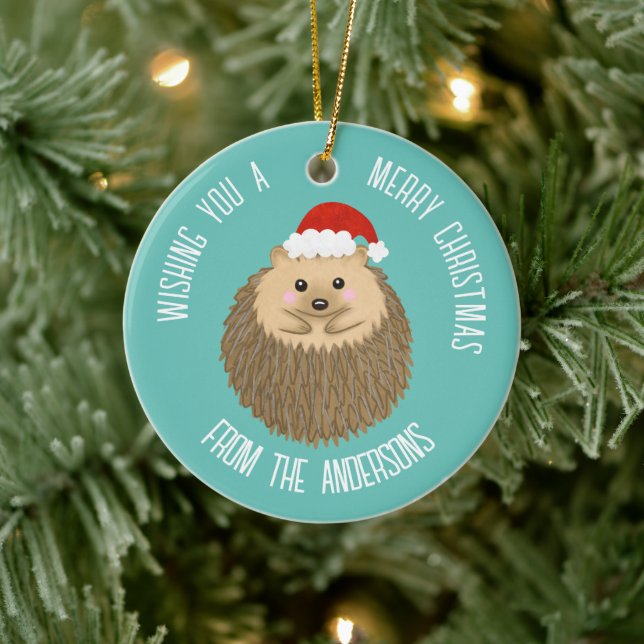 Cute Holiday Hedgehog Ceramic Tree Decoration (Tree)