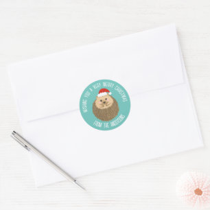 Cute Holiday Hedgehog Classic Round Sticker