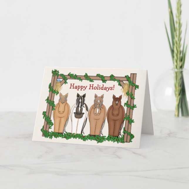Cute Holiday Horse Christmas Greeting Card (Front)