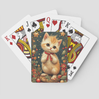 Cute Holiday Kitten Playing Cards