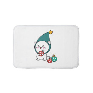 Cute Holiday kitty Classic T-Shirt Bath Mat
