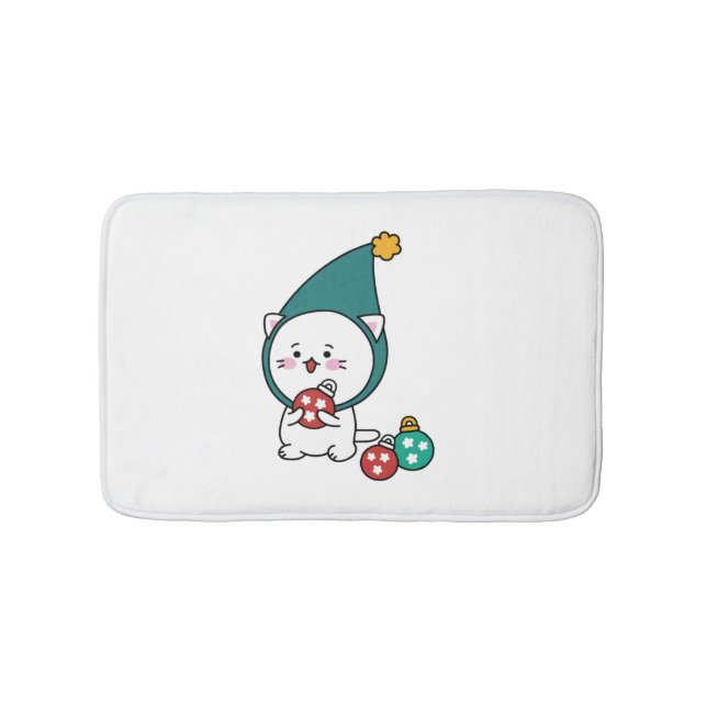 Cute Holiday kitty  Classic T-Shirt Bath Mat (Front)