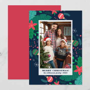 Cute Holiday Leaves   Merry Christmas Custom Photo Invitation