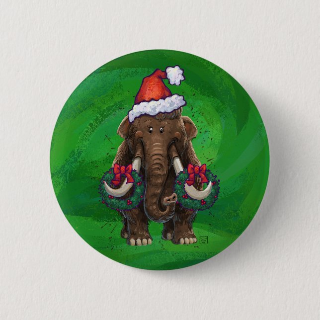 Cute Holiday Mastodon  Button (Front)