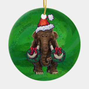 Cute Holiday Mastodon  Ceramic Ornament