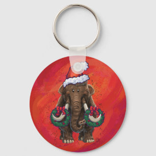 Cute Holiday Mastodon  Key Ring