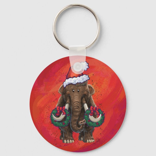 Cute Holiday Mastodon  Key Ring (Front)