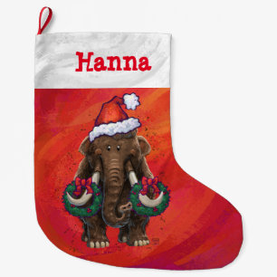 Cute Holiday Mastodon  Large Christmas Stocking