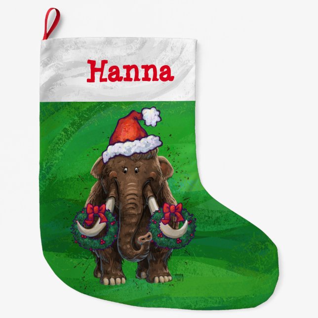 Cute Holiday Mastodon  Large Christmas Stocking (Front)