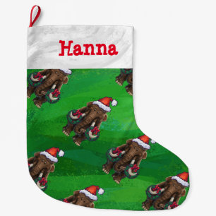 Cute Holiday Mastodon Large Christmas Stocking