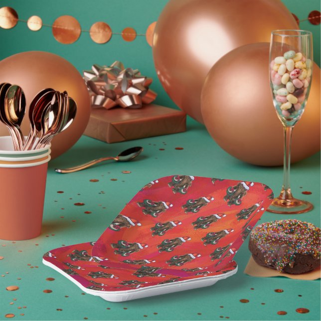 Cute Holiday Mastodon  Paper Plate (Multi)