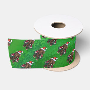 Cute Holiday Mastodon Satin Ribbon