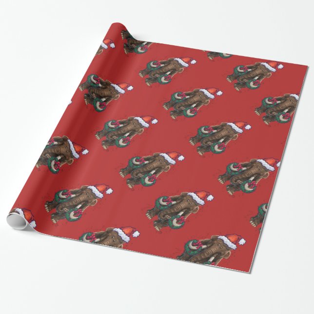 Cute Holiday Mastodon  Wrapping Paper (Unrolled)