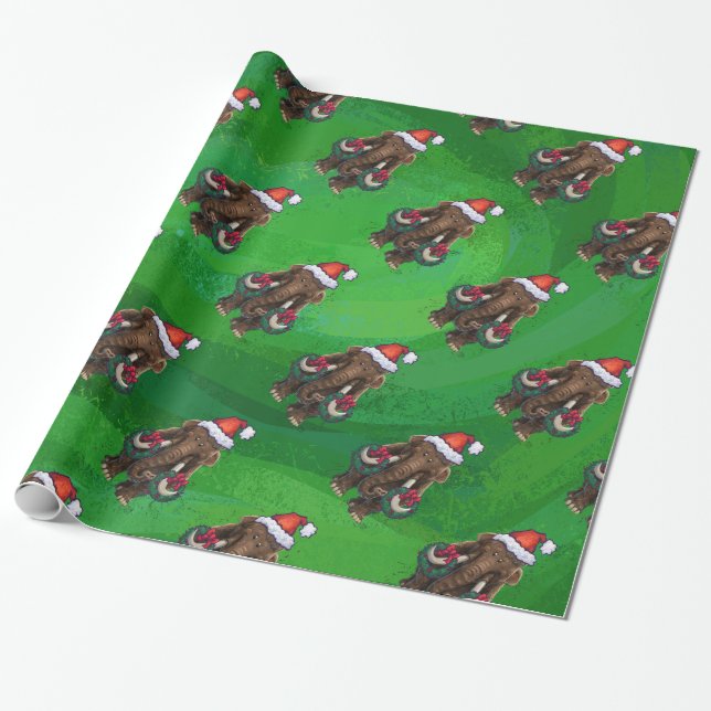 Cute Holiday Mastodon  Wrapping Paper (Unrolled)