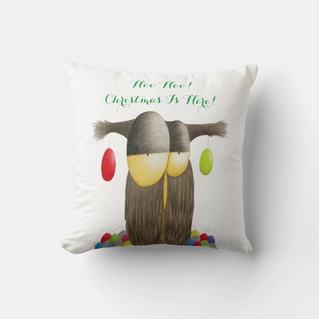 Cute Holiday Owl Cushion (Front)
