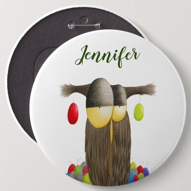 Cute Holiday Owl Illustration 6 Cm Round Badge (Front & Back)