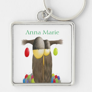 Cute Holiday Owl Key Ring