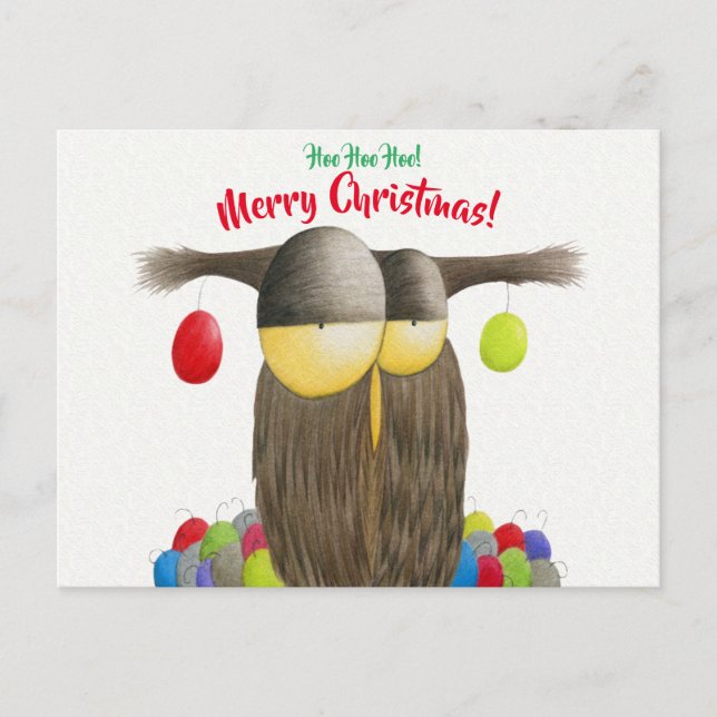 Cute Holiday Owl Postcard (Front)